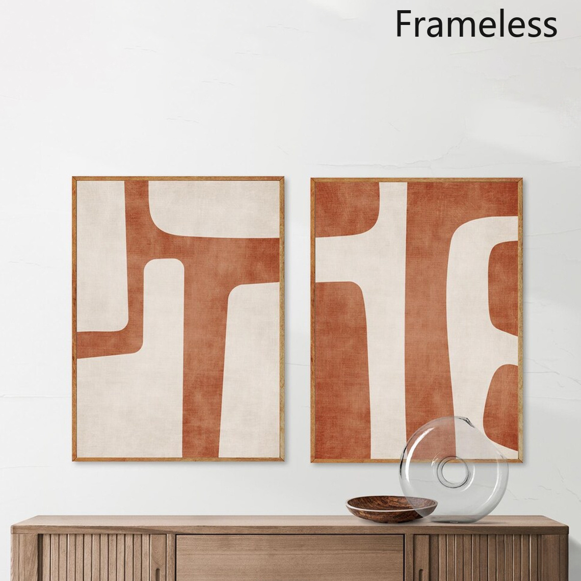 TEMU 2D Plat, 2D Plat, Ensemble de 2 pièces, Art Mural, Affiche Moderne, Ensemble d'Art Blanc Terracotta de 2 , Art Minimal Moderne avec Texture ,