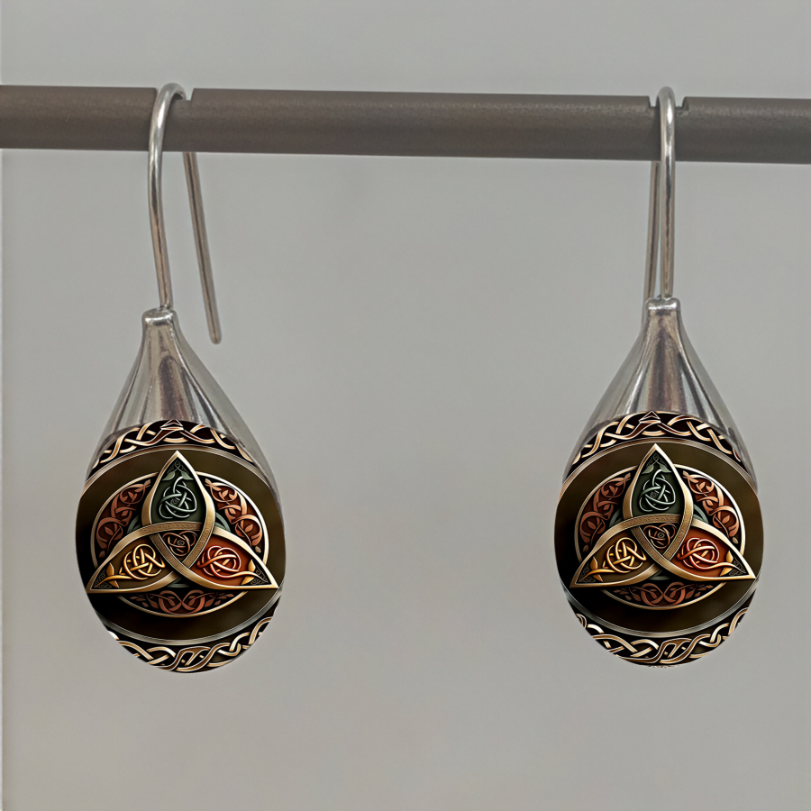 TEMU 2pcs Celtic Knot Earrings Earrings Pagan Earrings Spiritual Earrings Oval Earrings Pattern Earrings Jewelry Additions Unique Jewelry Christmas