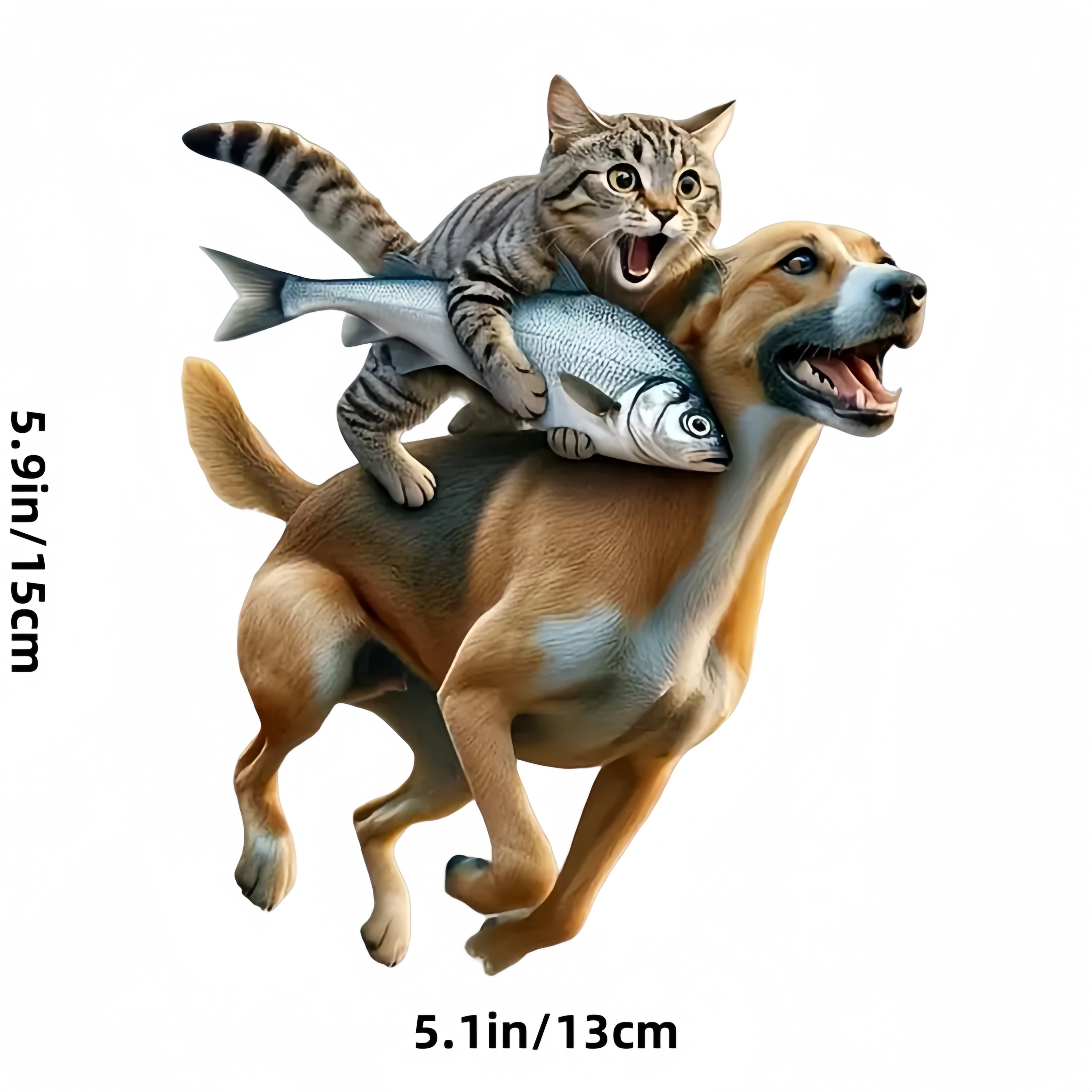 

Cat Riding Dog Decal - , -adhesive Pvc For Laptops, Vehicles & - & Decor