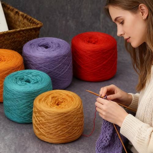 4 (1000 fil à tricoter , délicat et , , uniforme, chaud et adapté pour le beige, utilisé pour tricoter/crocheter des pulls, châles, sous-verres, tapis, écharpes, chapeaux, chaussures)