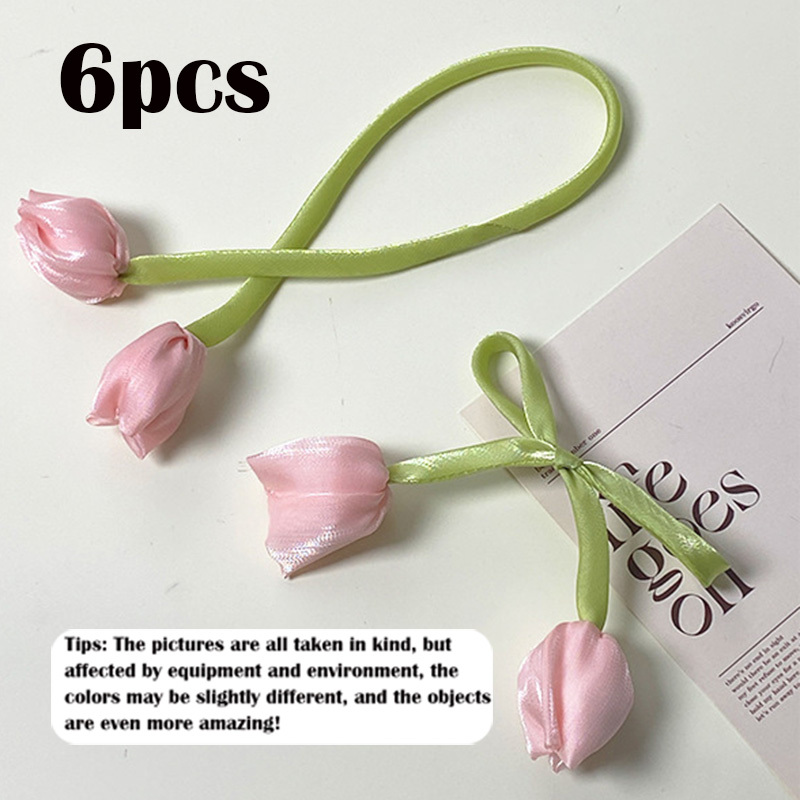 E-shop 6er-Set Klassische Elegante Tulpen Blumen Vorhang-Verbindungsstücke, Geeignet für Schlafzimmer, Einfache Installation ohne Werkzeug, für