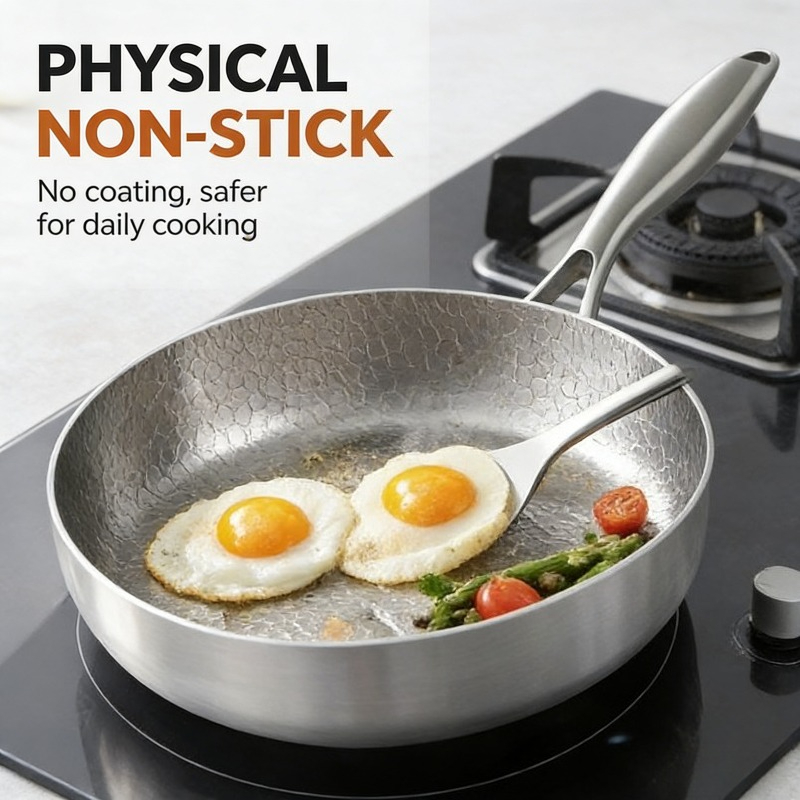 item picture titanium steel   frying pan no coating non stick   durable easy to clean induction gas stove compatible 24cm 28cm