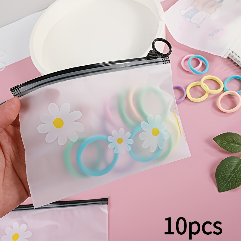 E-shop 10 Niedliche Gänseblümchen-Reißverschlusstaschen - PVC-Material, sicherer Reißverschluss, abwischbar, geeignet zum Organisieren von ,