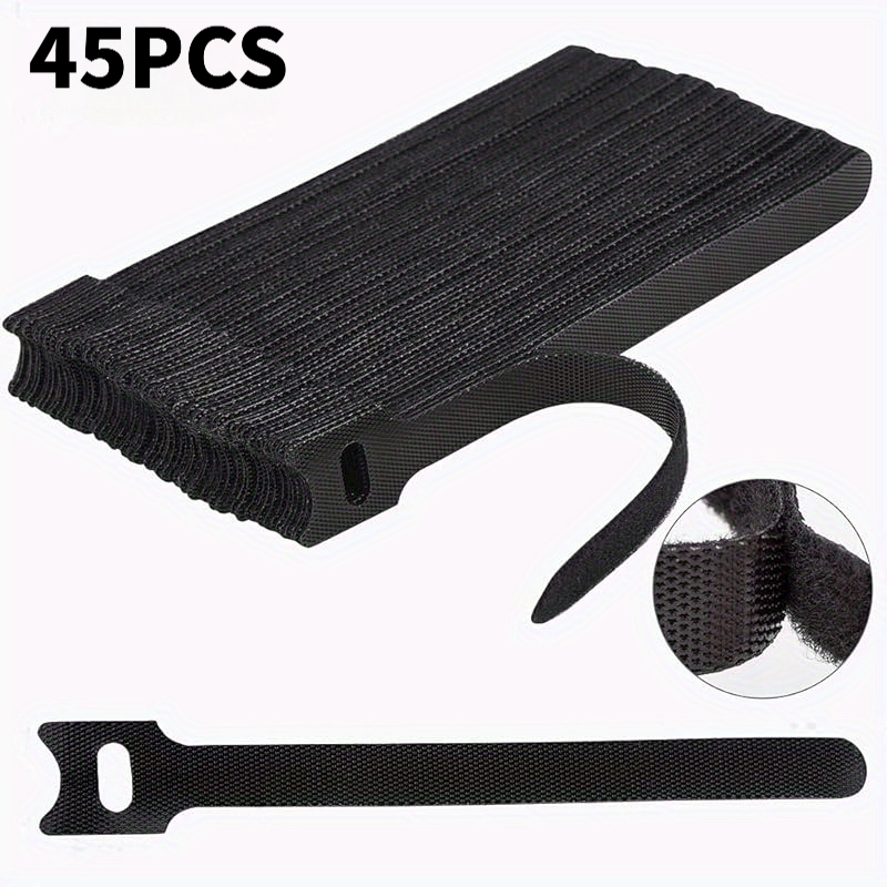TEMU Lot de 45 attaches-câbles réutilisables, sangles de câble réglables, organisateurs de câbles, enrouleurs de fils et attaches auto-agrippantes