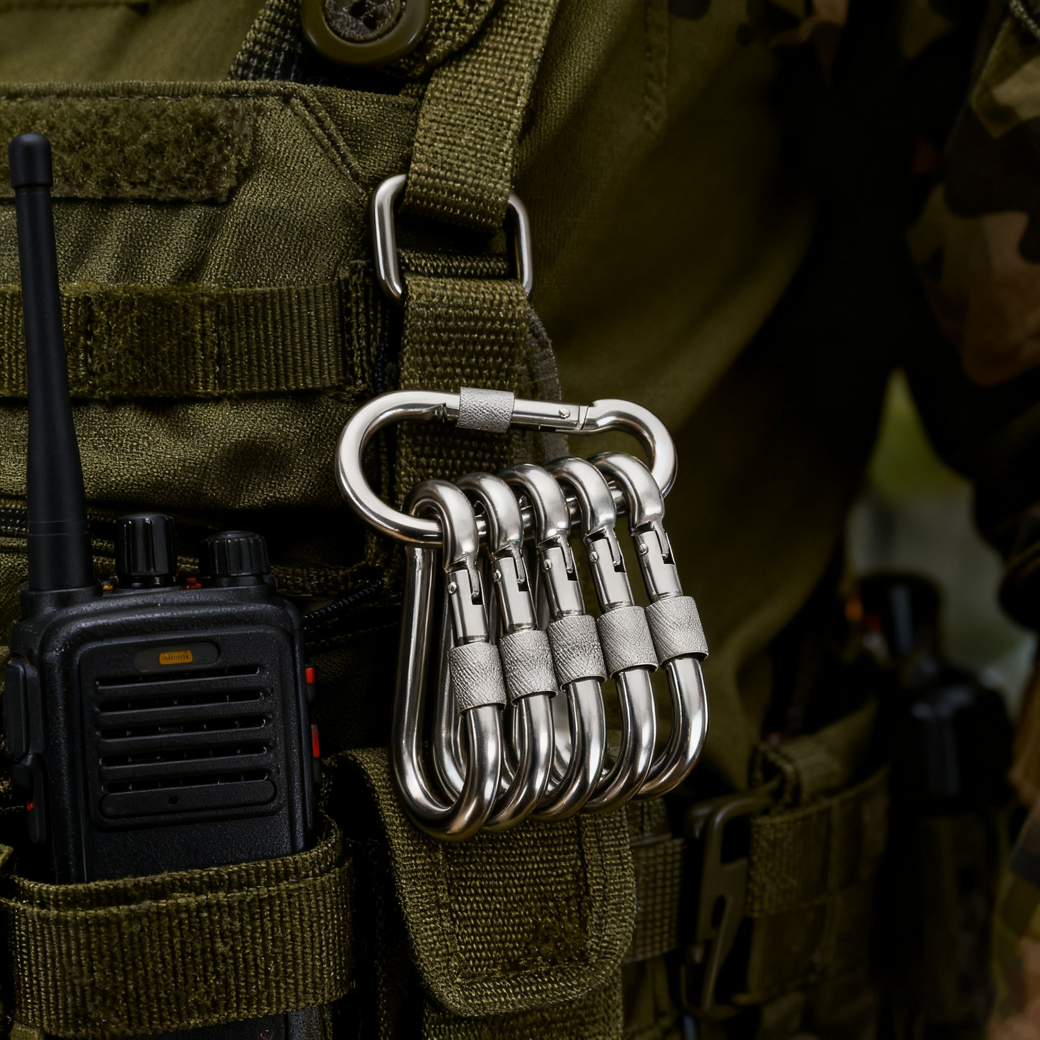 E-shop 6er-Pack Edelstahl Federhaken - 304 Hochleistungs-Karabiner mit Flügel und Schraubverschluss, sicherer Verriegelungsmechanismus, robuste