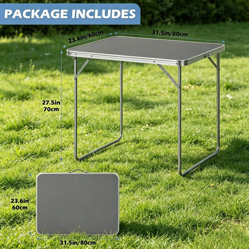 TEMU Foldable Portable Picnic Table, Lightweight Compact Camping Table With Locking Legs, Durable Aluminum Frame Easy , Space Saving Outdoor Picnic
