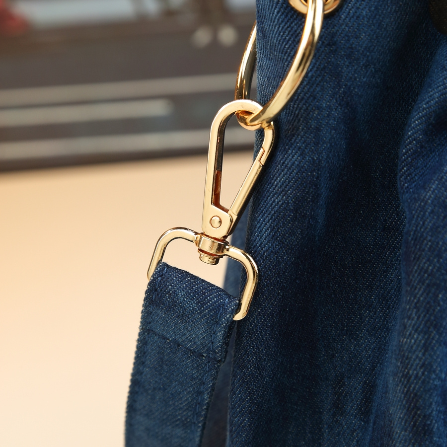 Denim Tote Bag side profile view