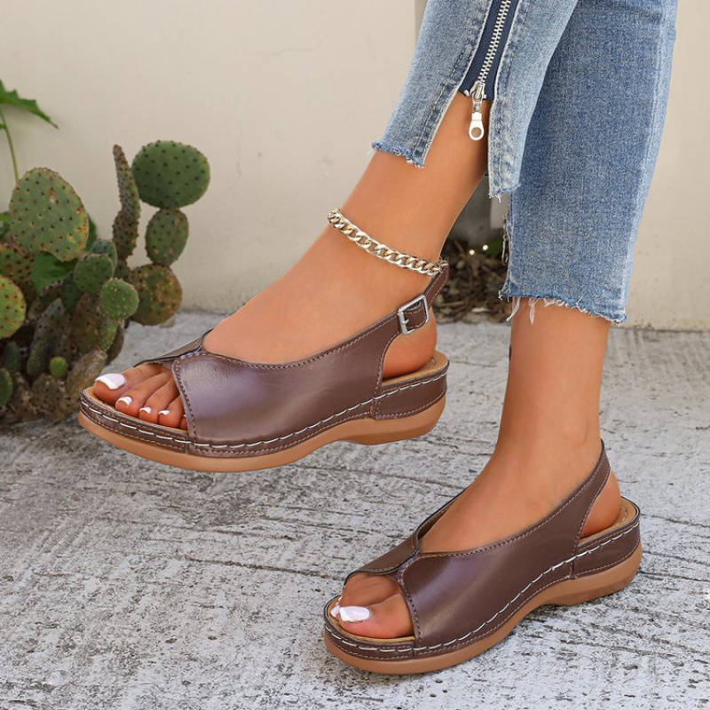 womens outdoor shoes   open toe backless   wedge sandals with adjustable heel straps soft and elastic for   durable and wear resistant suitable for casual strolls and daily commutes 7 brown 7