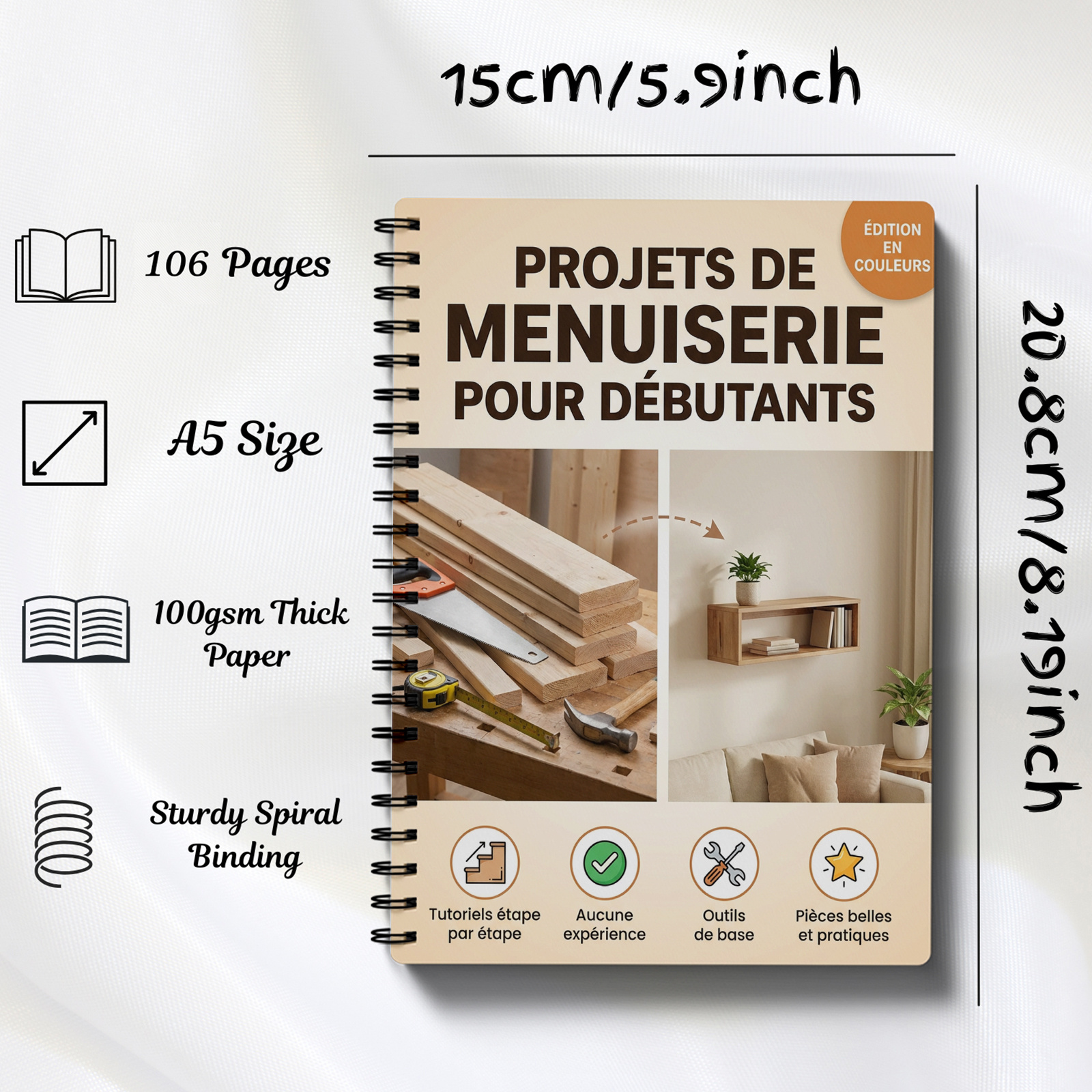 TEMU Ensemble de planificateur et de plans de bricolage pour la menuiserie en langue française, adapté aux débutants - Construction de meubles par