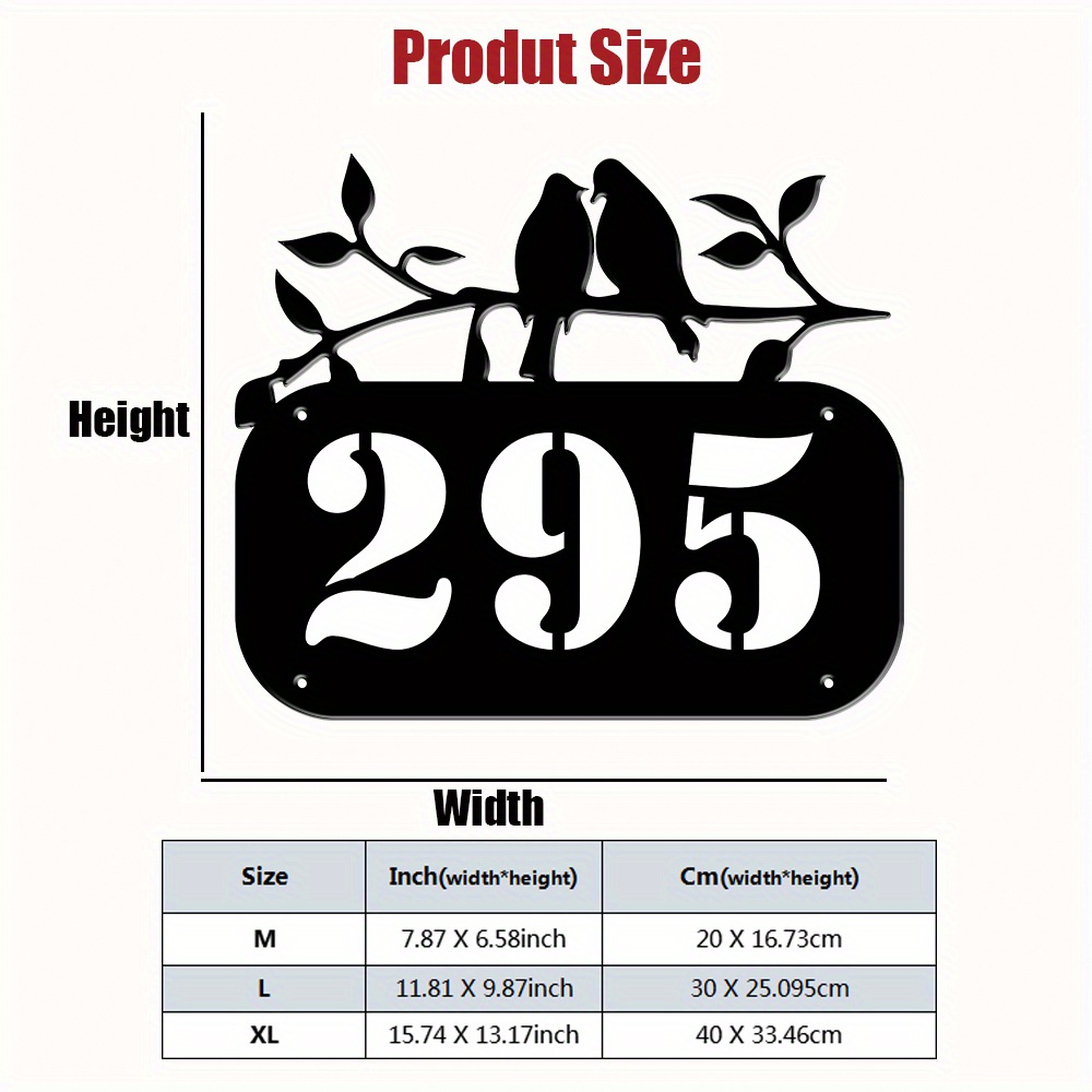 TEMU 1pc , Couple Birds Metal Wall Art Custom Number Sign, Property Sign, Personalized Street Name Plate, Outdoor Decor, As Valentines Gift New Year
