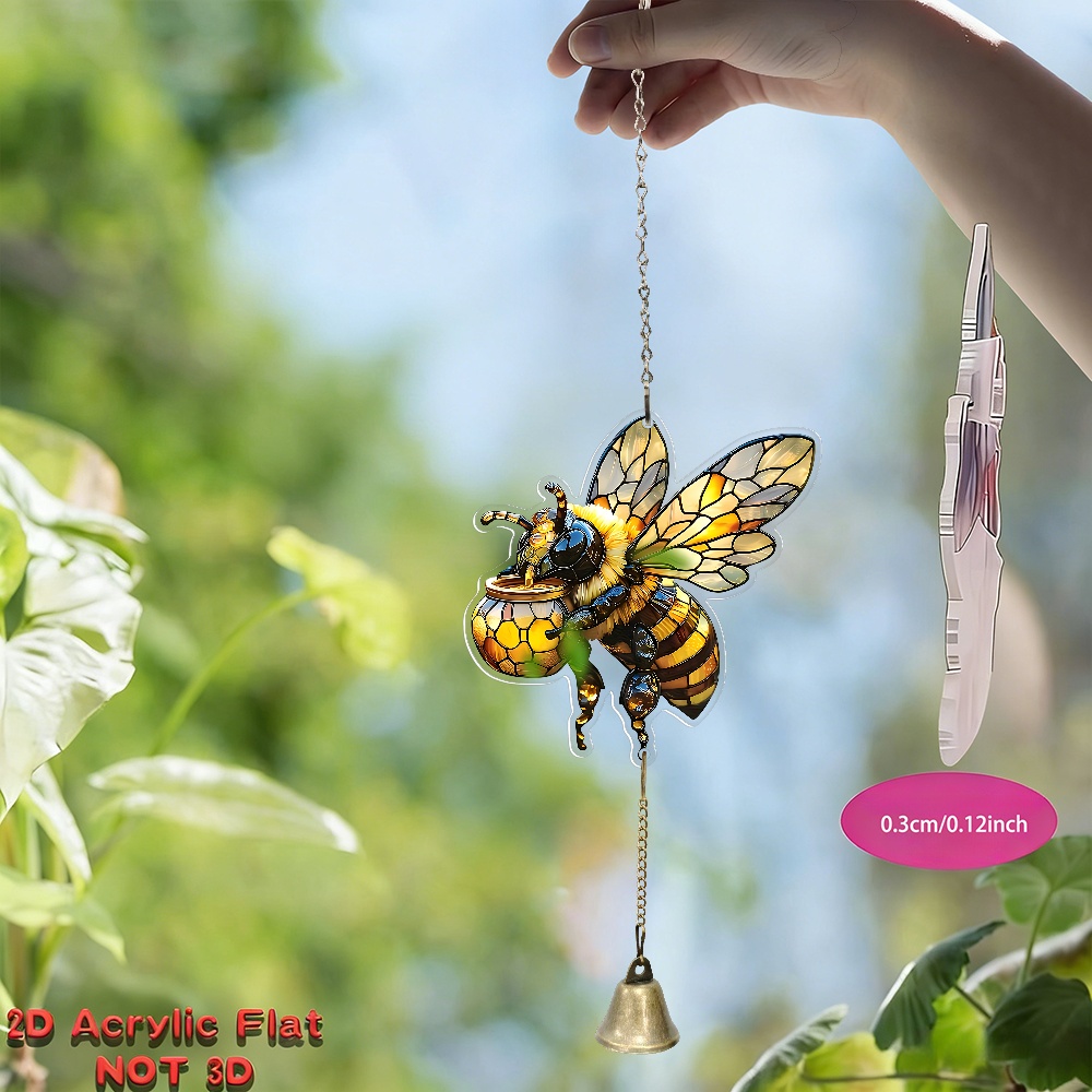 TEMU Attrape-soleil en acrylique sur le thème des avec clochette - Décoration de fenêtre , pour jardin - Cadeau d'abeille, idéal pour de la nature,