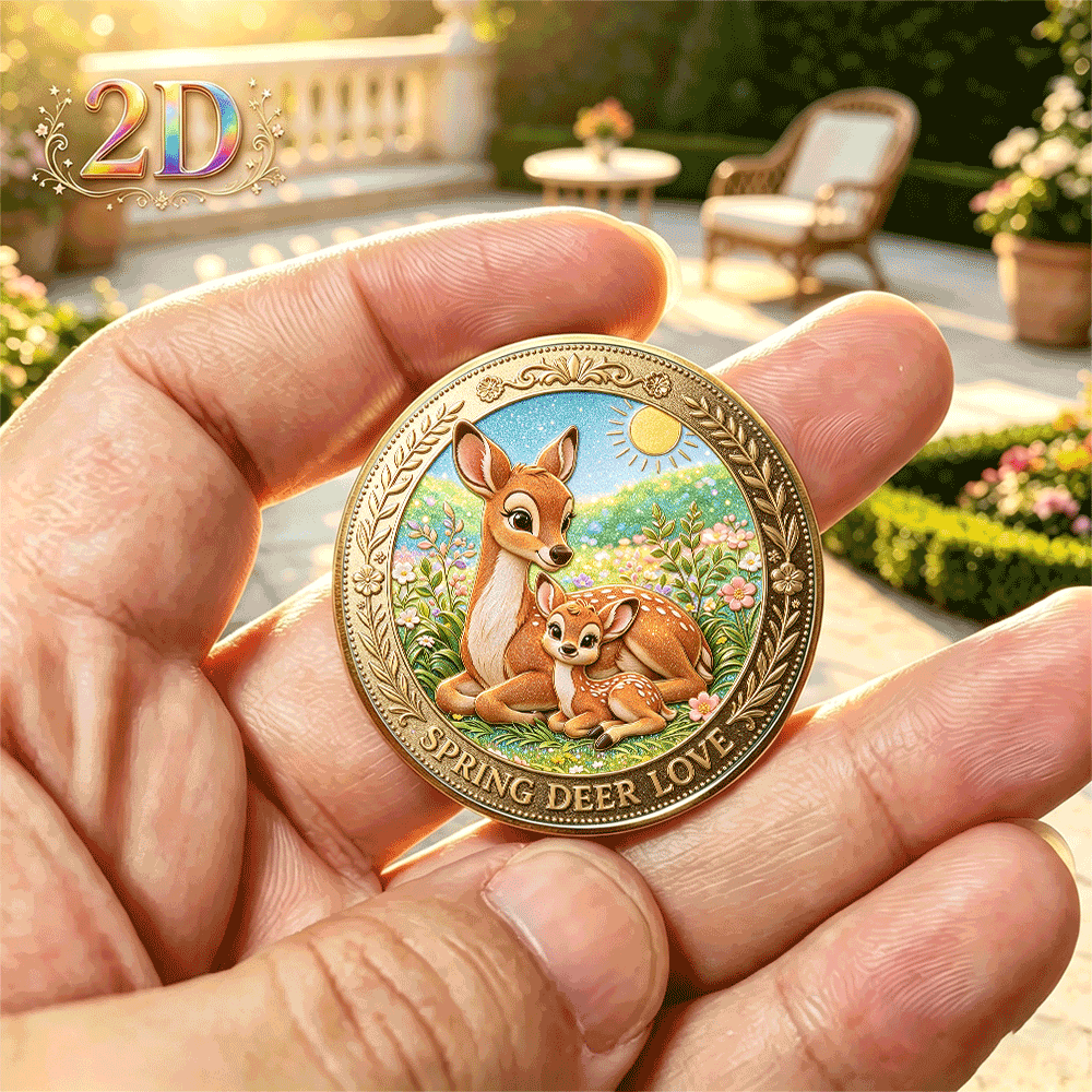 Spring Warmth Little Deer Double-Sided Commemorative Coin
