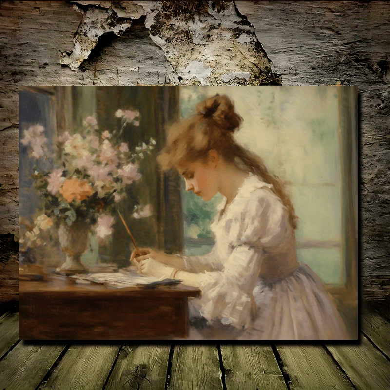 油彩肖像画 木製フレーム付き