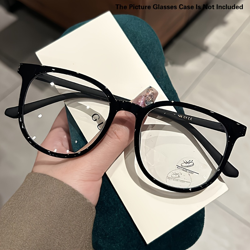 Image of Large Round Frame Clear Lens Glasses Vintage Fashion Decorative Glasses Computer Glasses Women Men