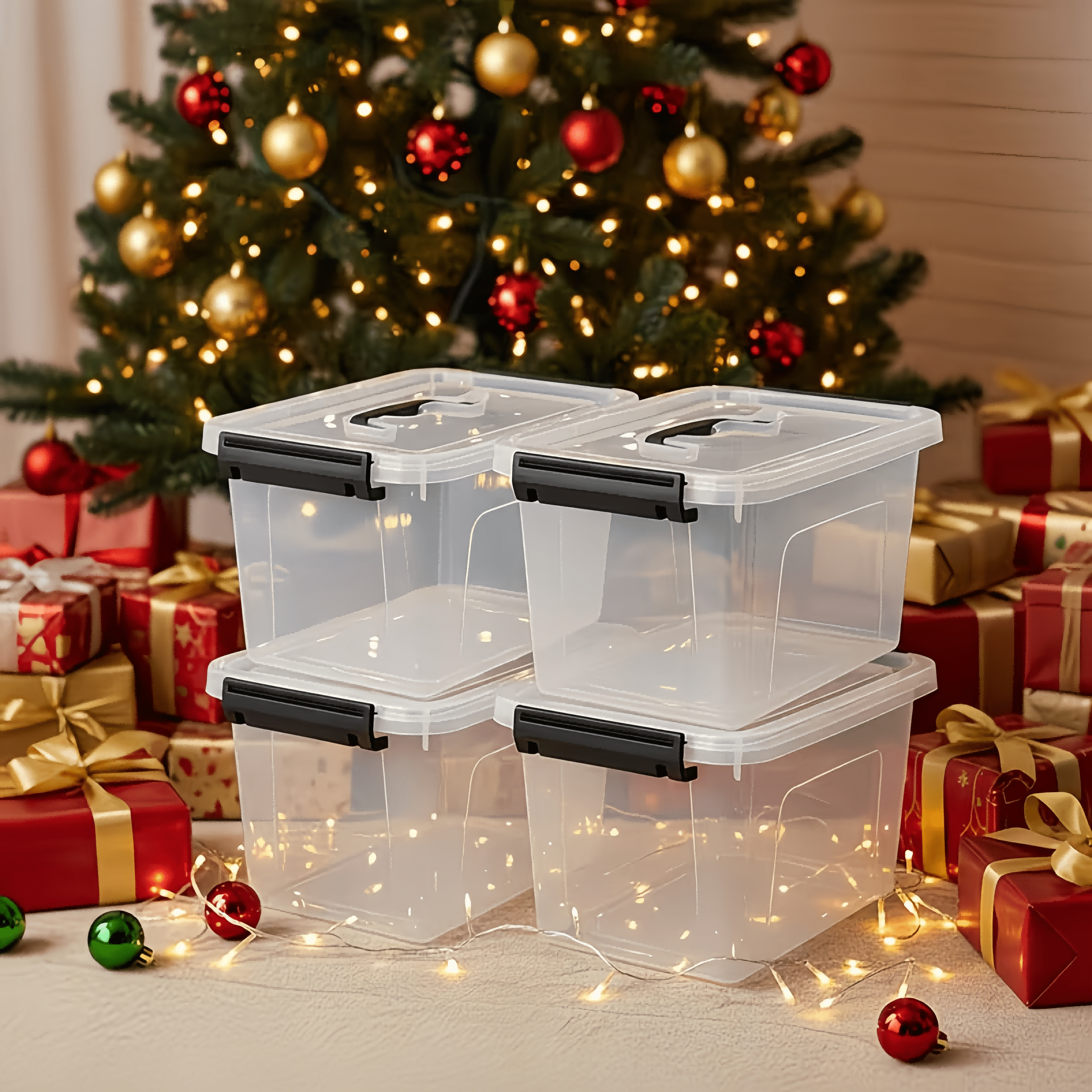 6pcs Stackable Plastic Storage Boxes with Lids