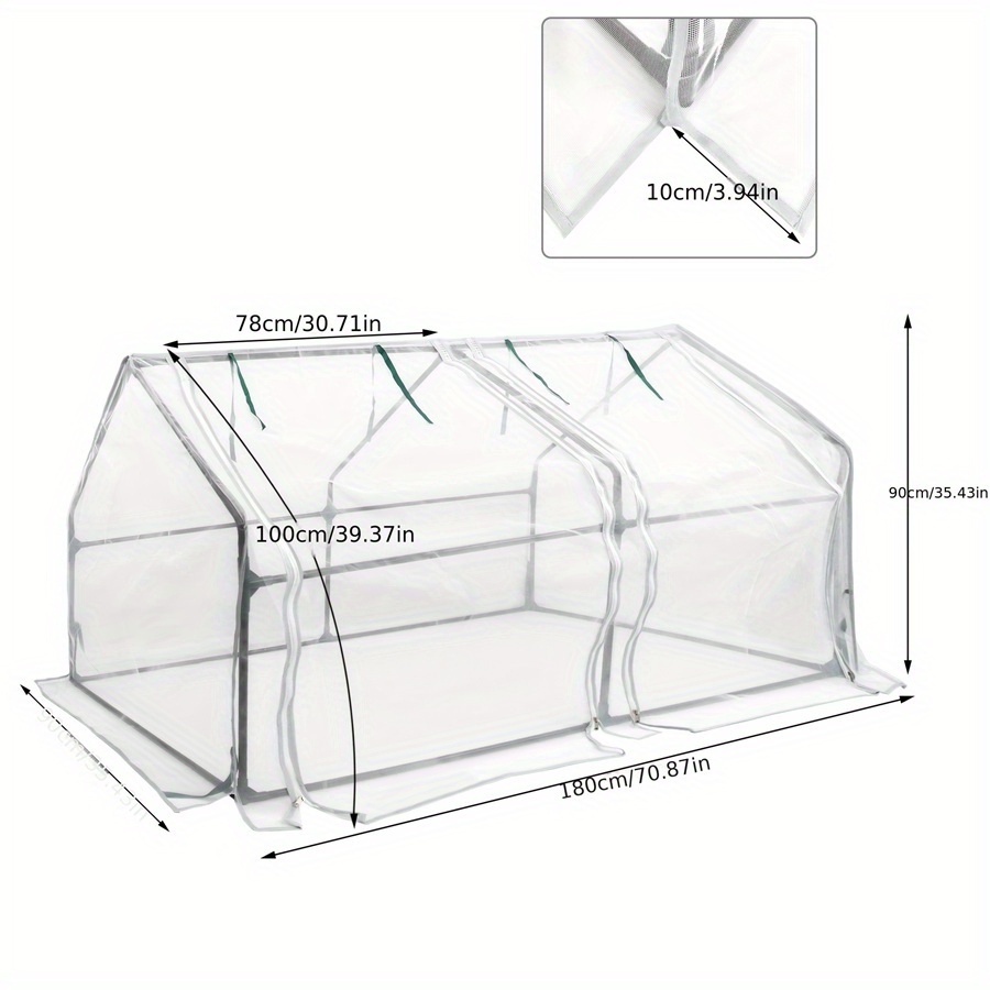 TEMU 180x90x90cm Mini Greenhouse With 2 Roller Doors, Suitable For Tomatoes, And Raised Beds, Gardens And