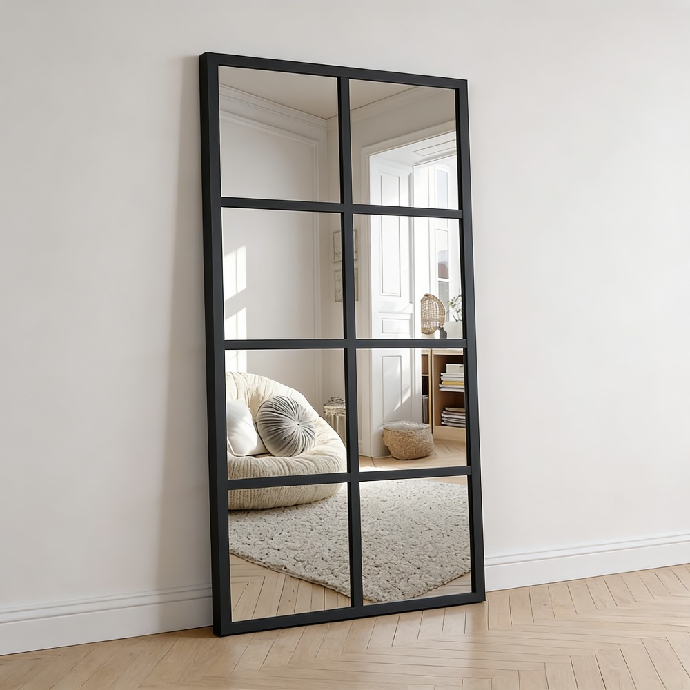 Double-sided Wall Mirror, Rectangular Window-paned Decorative Mirror, Metal-framed Wall-mounted Mirror, Ideal For Walk-in Closets, Bedrooms, And