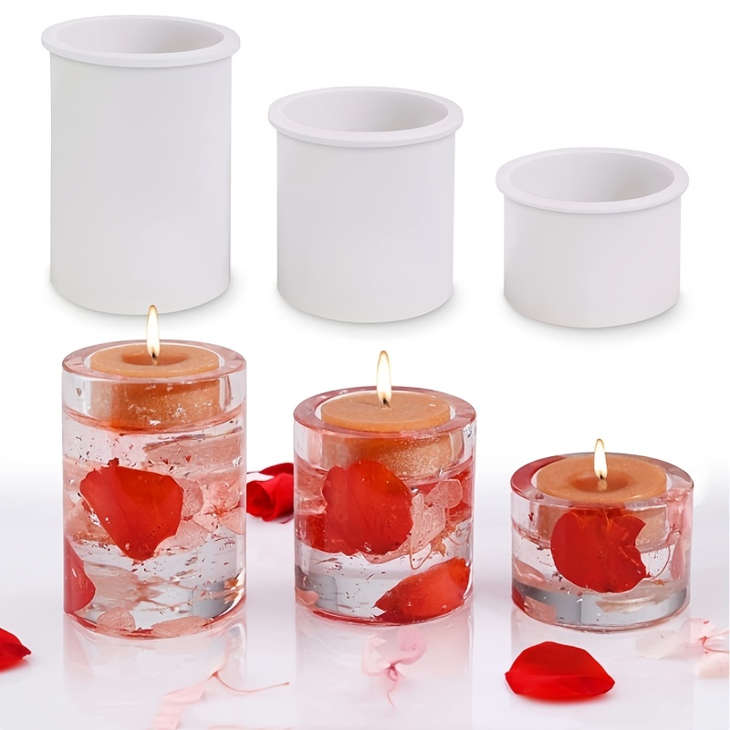 E-shop Resin-Kerzenhalter-Form, Set aus 3 zylindrischen Kerzenhalter-Epoxidharz-Gießsilikonformen, für Epoxidharz DIY Votivkerzenhalter Hochzeitsparty