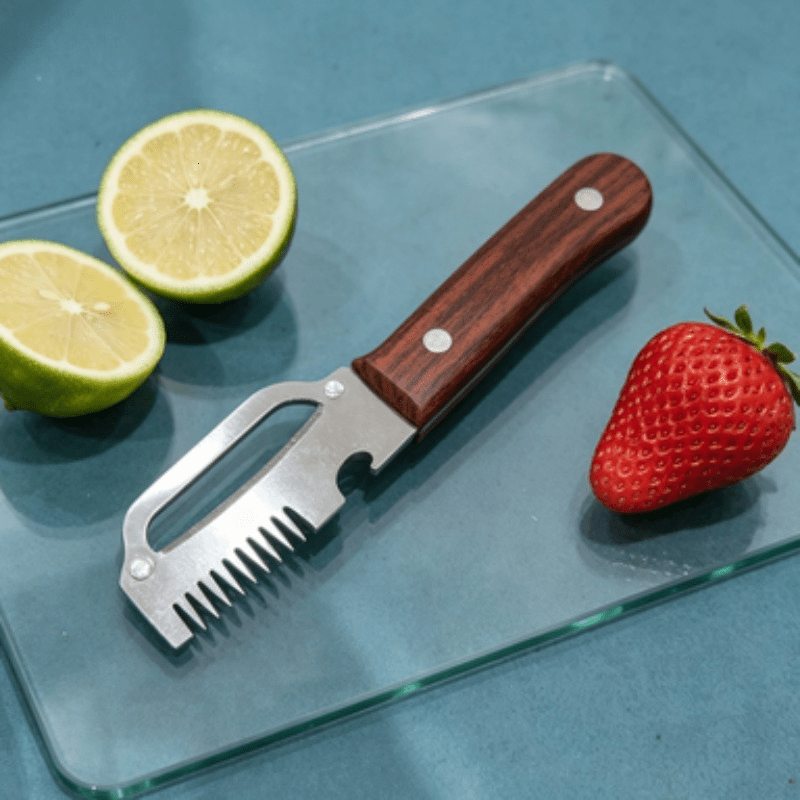 2pcs Multipurpose Kitchen Cutter And Peeler, Heavy-duty Stainless Steel Kitchen Tools With Ergonomic Wooden Handle For Vegetables