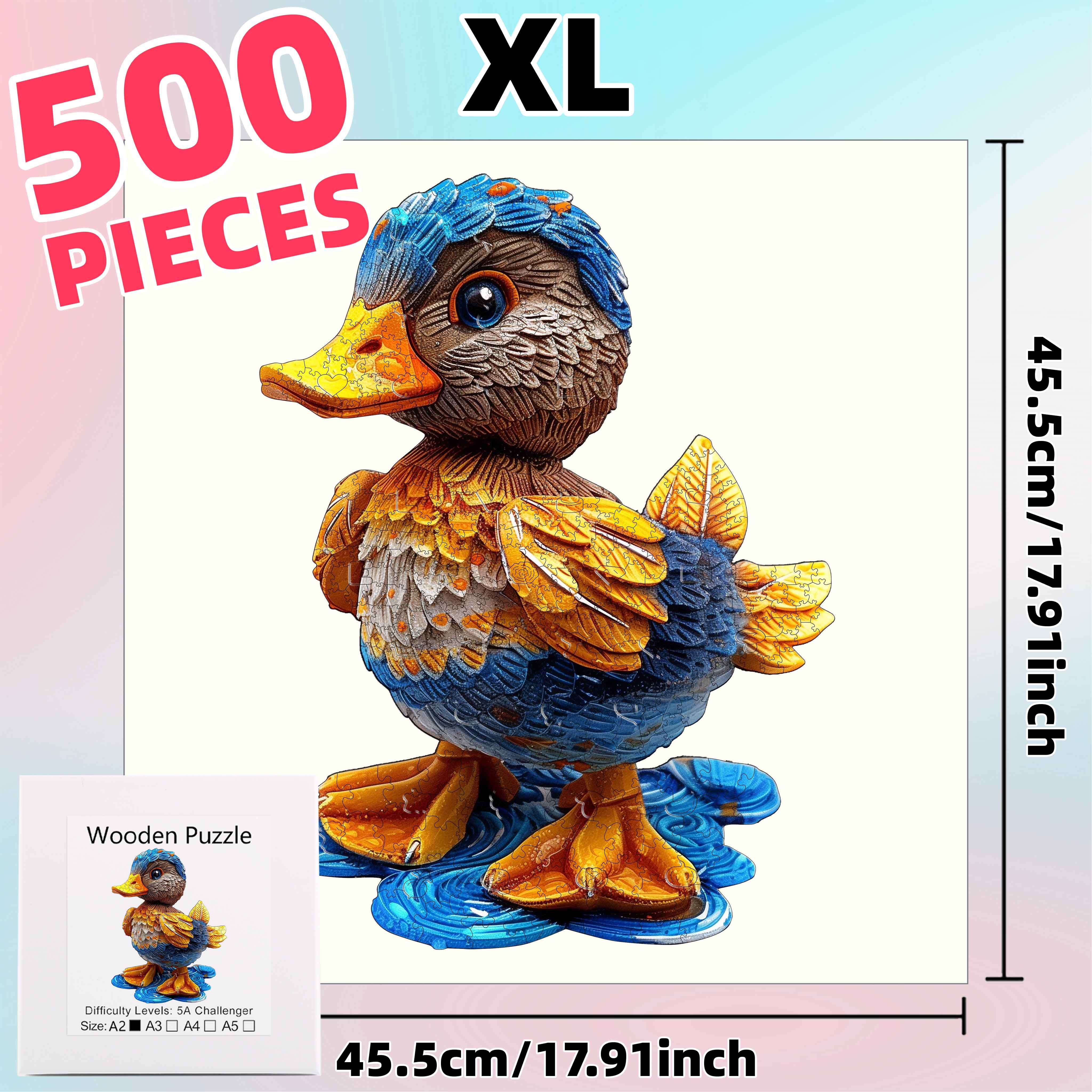 TEMU 500pcs Blue-orange Gradient 3d Duck Wooden Puzzle - Challenging Suitable 14+ With Complex Irregular Pieces, 500pcs Box For & - Ideal, Christmas,