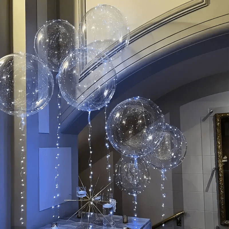 

7pcs Led Transparent Balloons, Pvc Material, Weddings, Birthdays, And Bachelor Parties