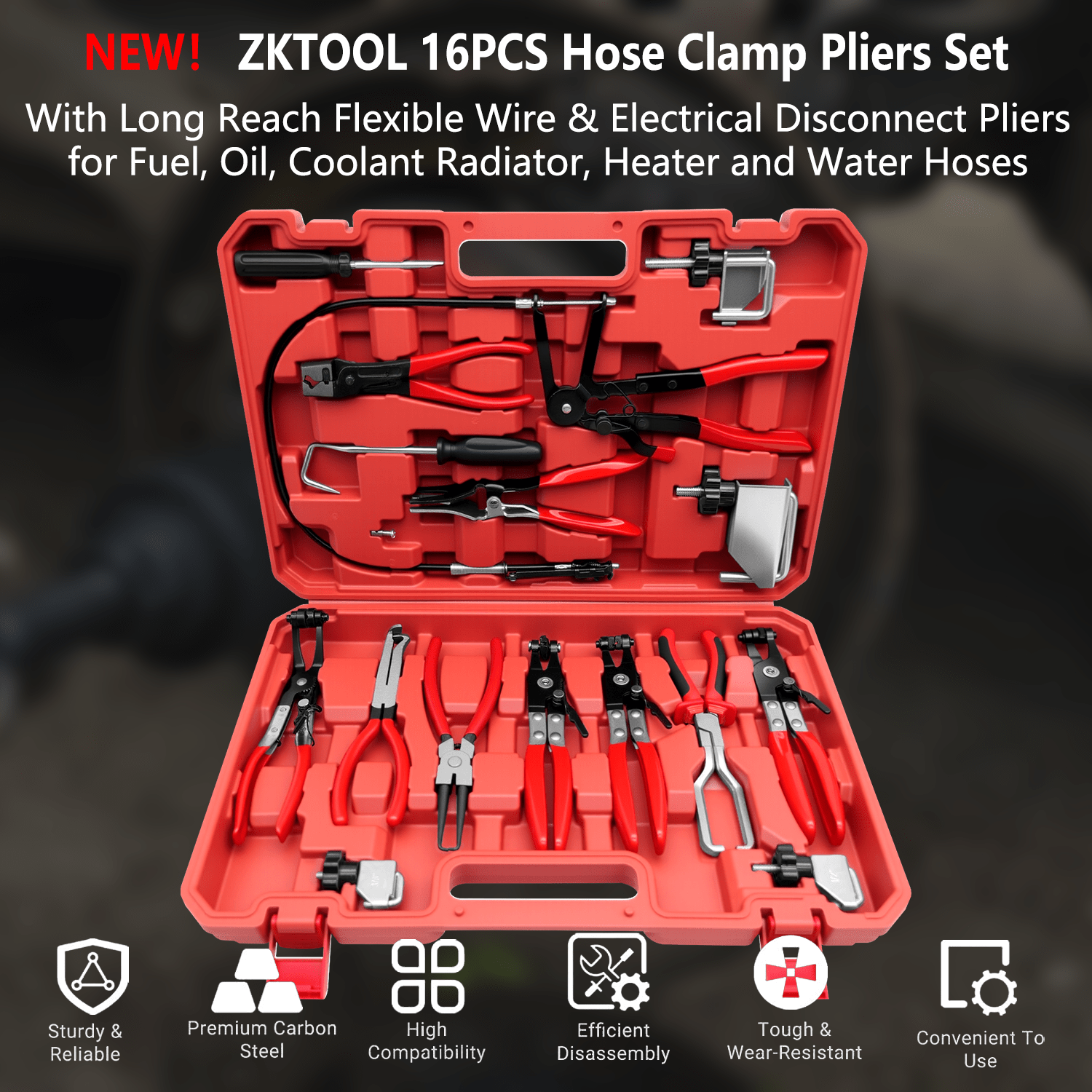 16pcs Hose Clamp Set with Removal and Installation Tools