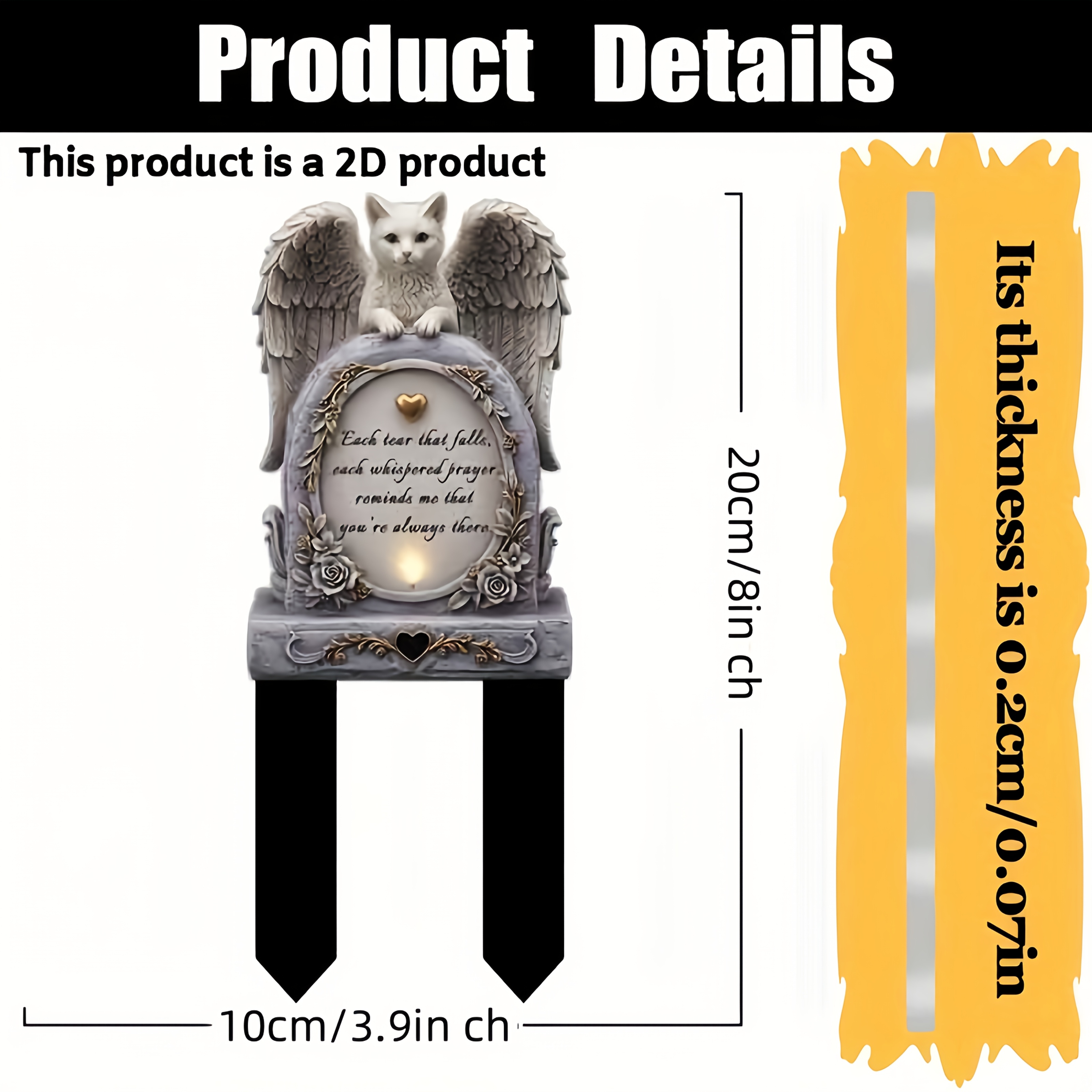 TEMU 2d Flat, Classic Cat Memorial Plaque, (acrylic Garden Stake), Ground Installation, Weatherproof Decoration, No Electricity Needed, Suitable For