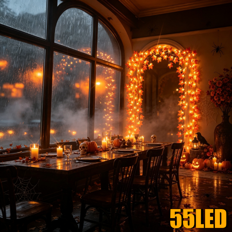 TEMU Guirlande Lumineuse LED Feuille d'Érable 660cm - Lueur Chaude d'Automne pour Halloween, Thanksgiving, Noël et Décoration des Fêtes. pour