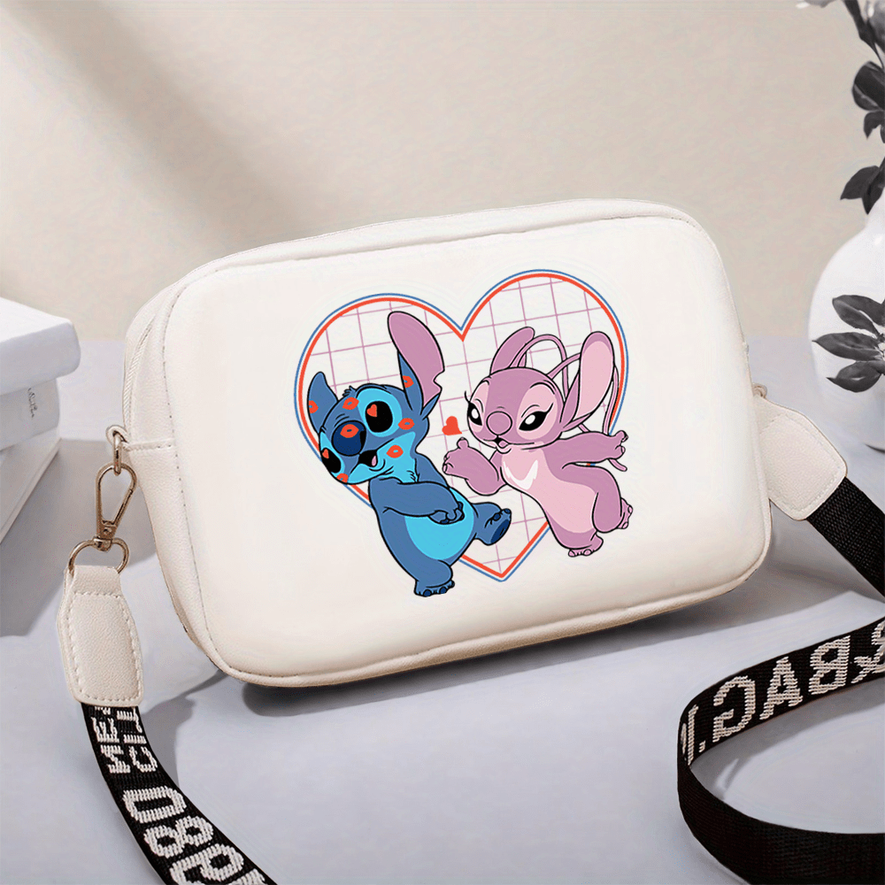 

Disney Stitch And Backpack - White, Pu Material, Polyester , Zipper Closure - Ideal Festival And Birthday Gift For Girlfriend, Trendy Accessory| Design|detachable Strap Bag, Disney Stitch Bag