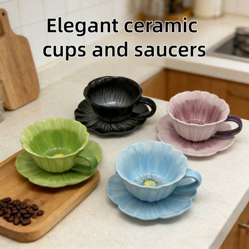 2026 new european style ceramic tea cup and saucer set 250ml elegant and exquisite coffee cup tea cup mug drinking cup kitchen and dining room supplies home d cor unique gift for christmas new year birthday wedding and valentines day