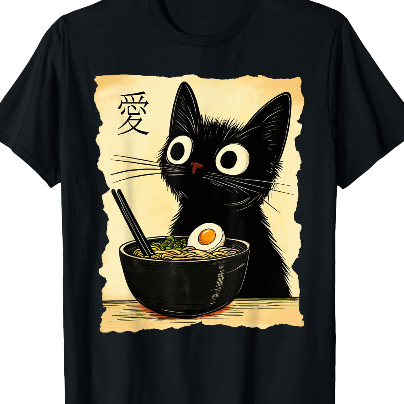 

Funny Cat Noodles T-shirt Japanese T-shirt-220g 100% Cotton