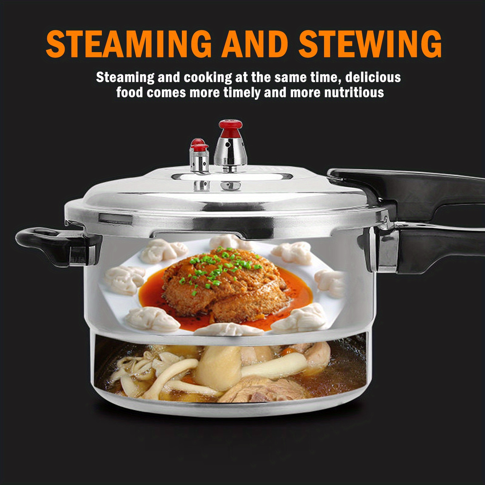 1pc aluminum quick cooking   and   suitable for   and soups   with a lid and steaming rack   holiday gifts such as christmas halloween etc suitable for induction cookers and gas stoves Product details 5