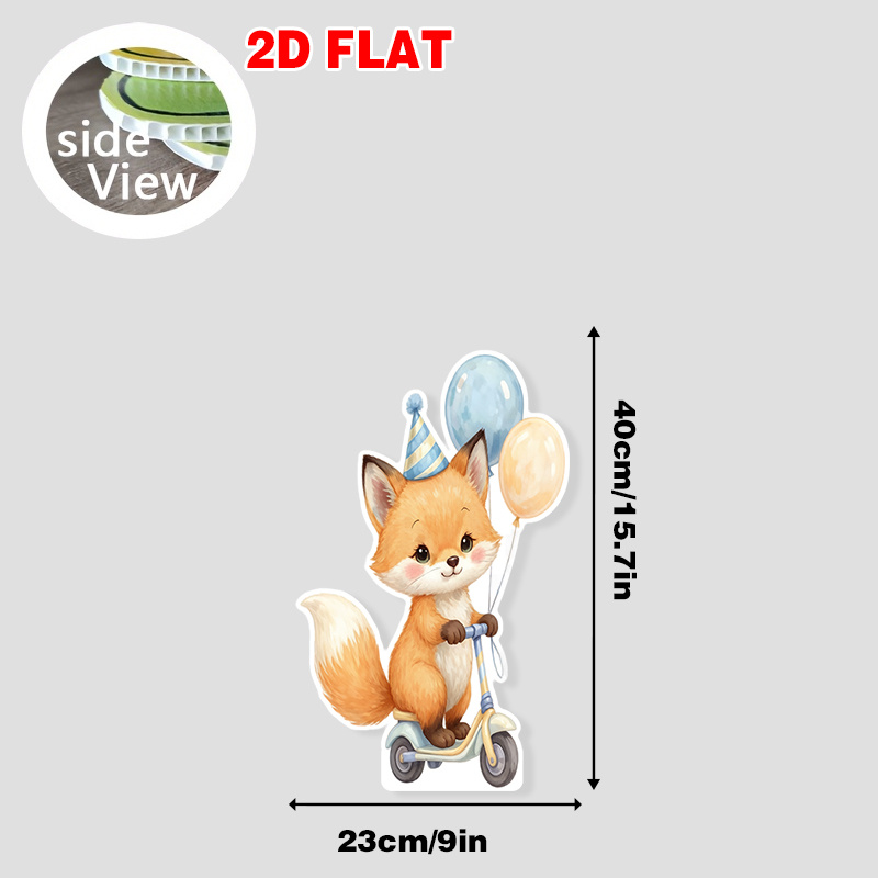 TEMU 2d Flat, 1pc Forjn 1pc Suitable For Indoor/outdoor Resin Standee Cutouts & Balloons - Cute Fox Photo Booth Backdrop With Balloon Decorations,