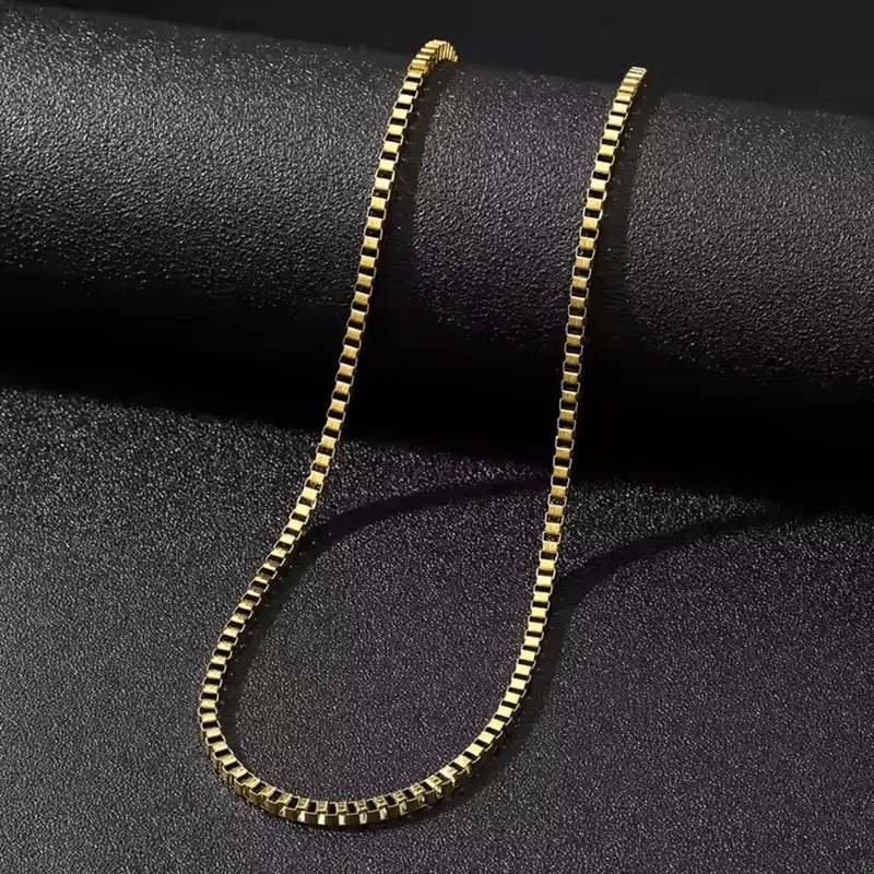 Classic Thin Box Chain Necklace 2mm 316L Stainless Steel Women's Accessory