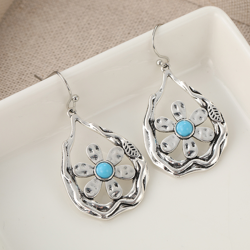 Bohemian Flower Earrings Water Droplet Shape