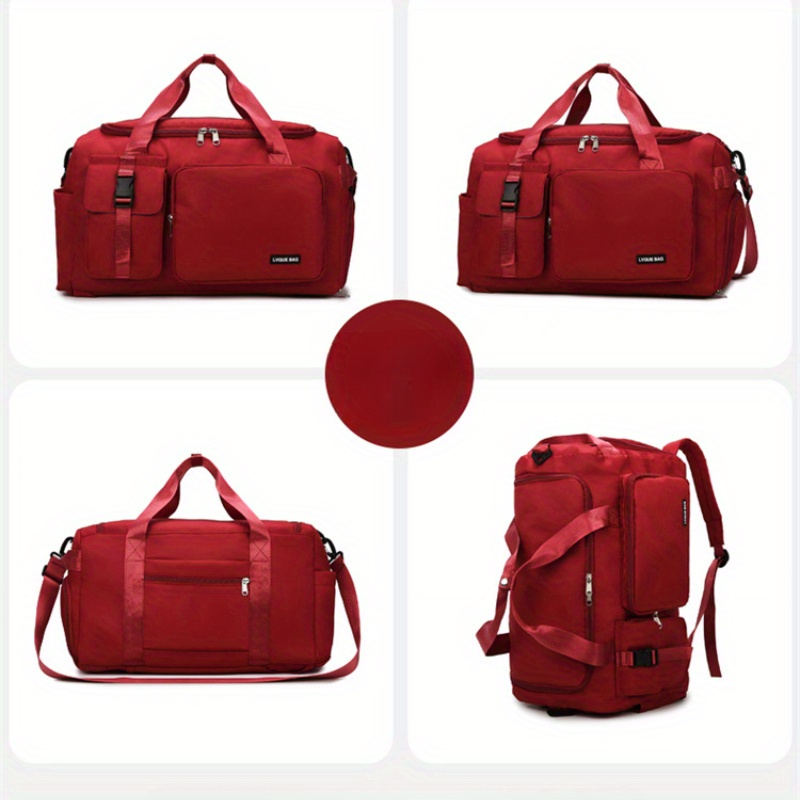 Bolsa de gimnasio de gran capacidad, mochila de viaje y bolso de mano con múltiples compartimentos, cierre con cremallera resistente, convertible en mochila o bolso de hombro para mujeres y hombres, compartimento principal amplio y bolsillo delantero, ideal para gimnasio, yoga, viajes de fin de semana y regalos, disponible en negro, portador de accesorios de yoga, compartimentos con cremallera