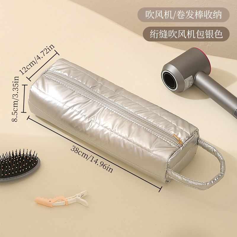 TEMU Pochette de rangement rembourrée pour fer à friser, étui de transport portable brillant pour outils capillaires, peut contenir des sèche-cheveux