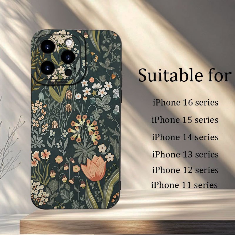 TEMU Phone Case: Minimalist Protective Case, Plants And Pattern, Suitable For Iphone 16e 16promax 16pro 16plus 16 15promax 15pro 15plus 15 14promax