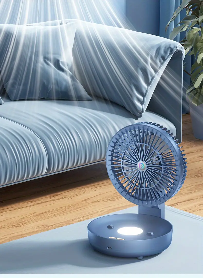 usb rechargeable desk fan with night light wall mountable quiet 1200mah lithium battery ideal for makeup office outdoor multi scene use portable fan details 3