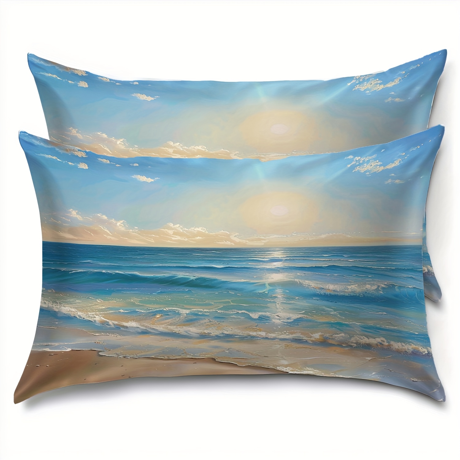 TEMU A Set Of 2 Beach-themed Pillow Covers With , Perfect For Home Decor. Pillow Inserts Are Not Included, Suitable For Bed And Sofa Decorative