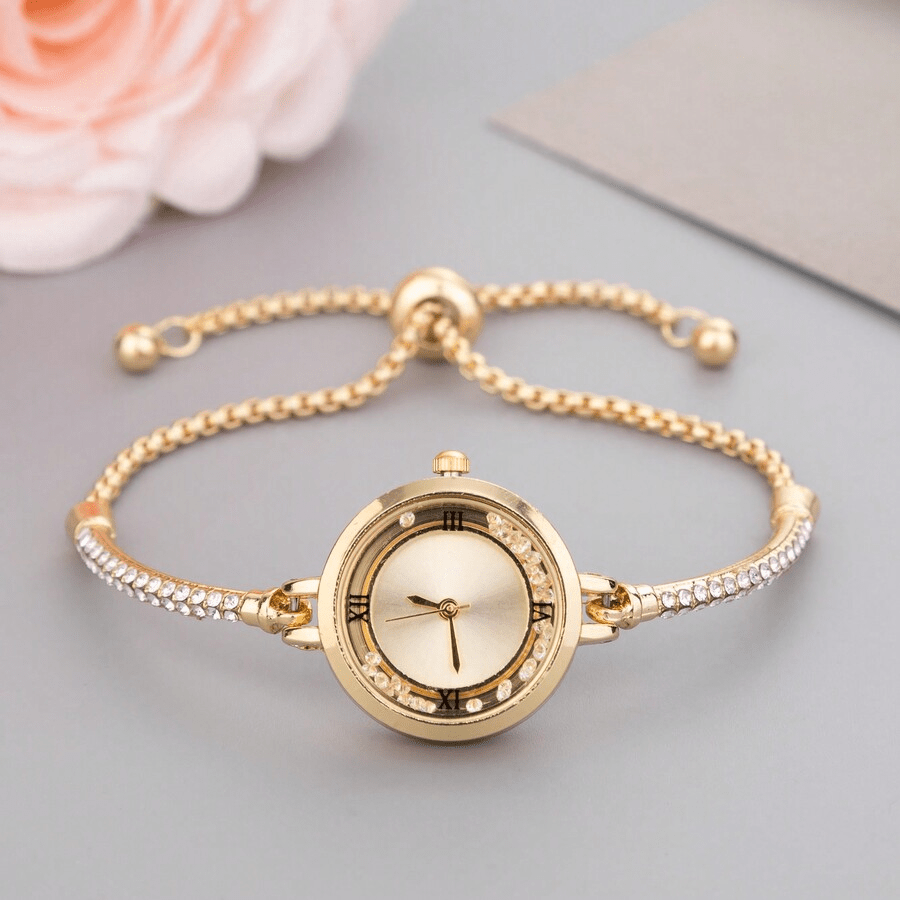 Image of 1 Women's Alloy Quartz Watch, Stylish And Simple Round Dial, Classic Watch (1pc/set), Not Including Watch Box