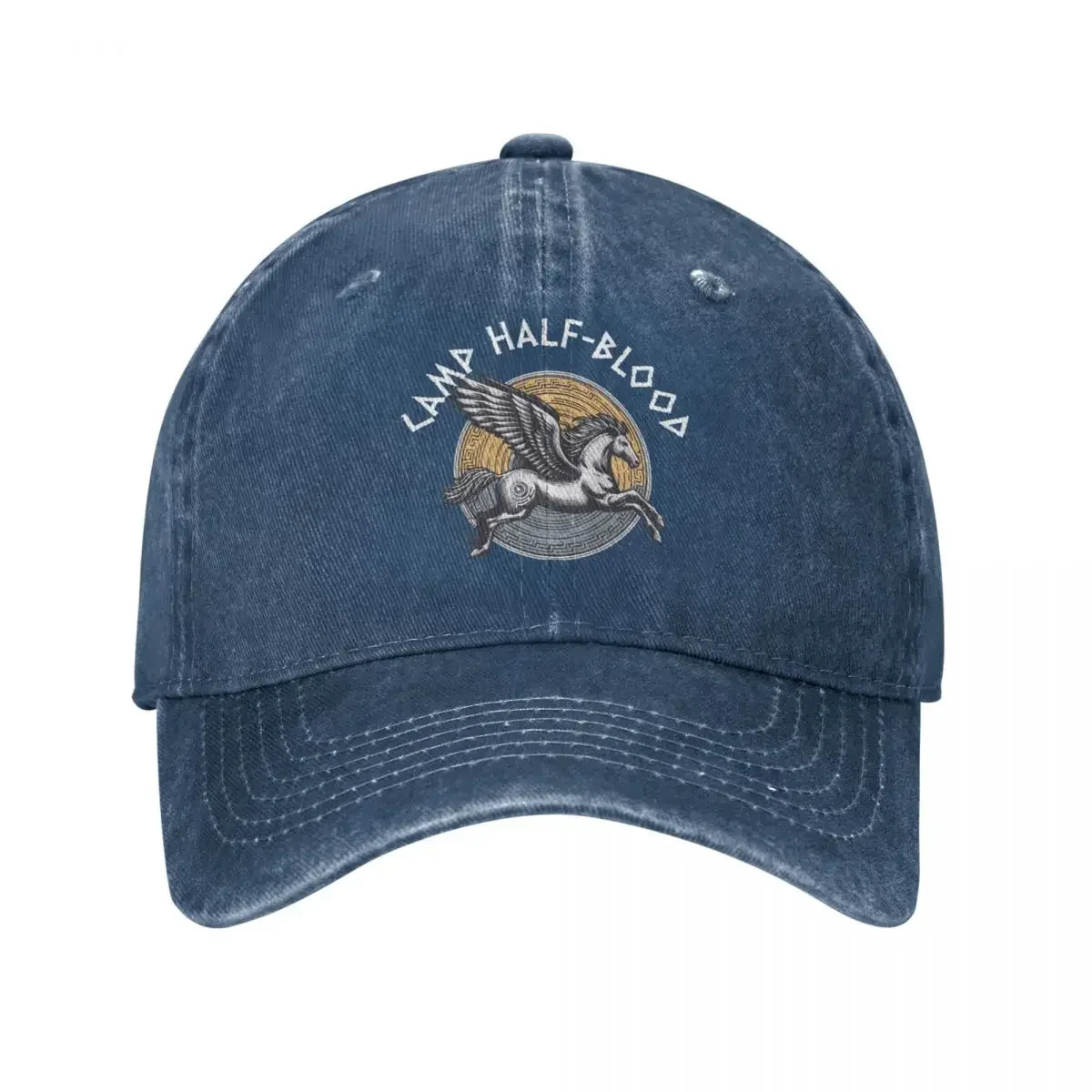 TEMU Greek Mythology Hat - Camp Half-blood With Greek Key & , Adjustable Snapback, Pvc Coated Retro Greek Key Suitable For Themed Parties,, Casual