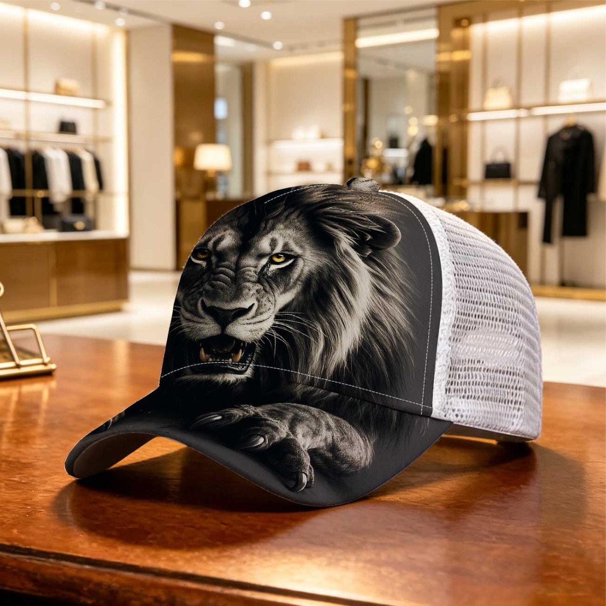 TEMU 1 pz Cappello 2D piatto con di leone audace, regolabile, in rete, confortevole, con vestibilit� regolabile e , stile street, cappello estivo con