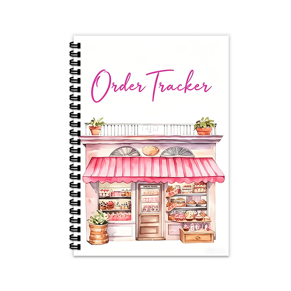 TEMU 1pc Order Notebook, Cute Watercolor Art, Pink Pastel Accents, For Order Tracking, Adults, Cozy Productivity Theme, Organizer Journal, Spiral