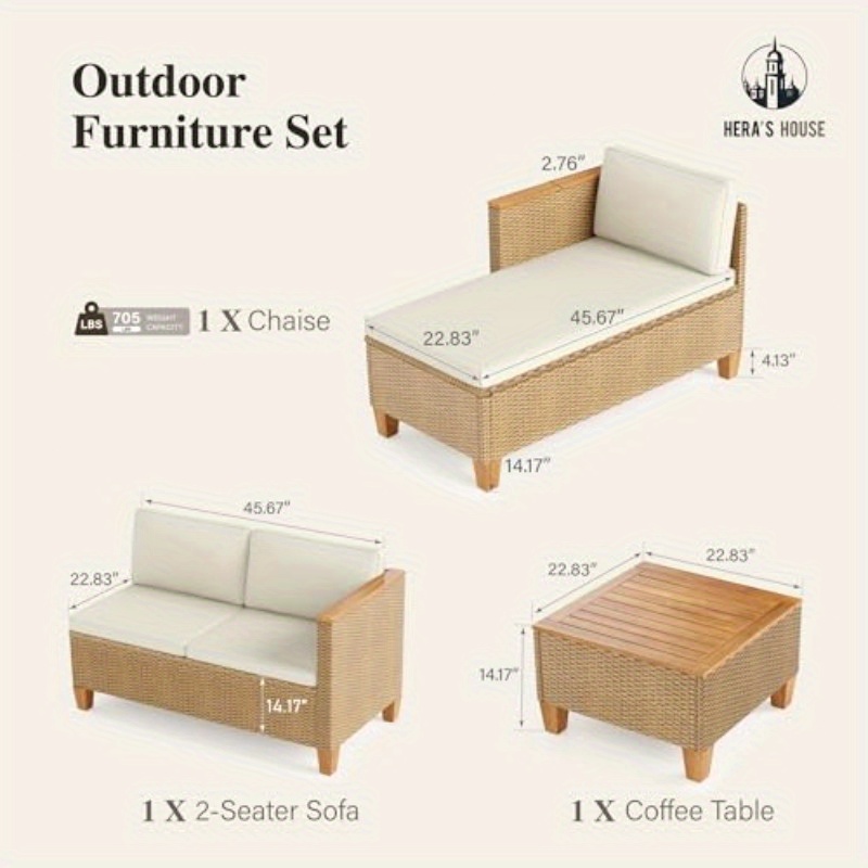 3pcs All-Weather Wicker Patio Furniture Set - Yellow Rattan Sectional with Lounge Sofa, Coffee Table & Side Tables for Outdoor Lawn, Garden, or Balcony, Outdoor Patio Furniture, Garden Seating, Modern Outdoor Decor, Durable Outdoor Furniture