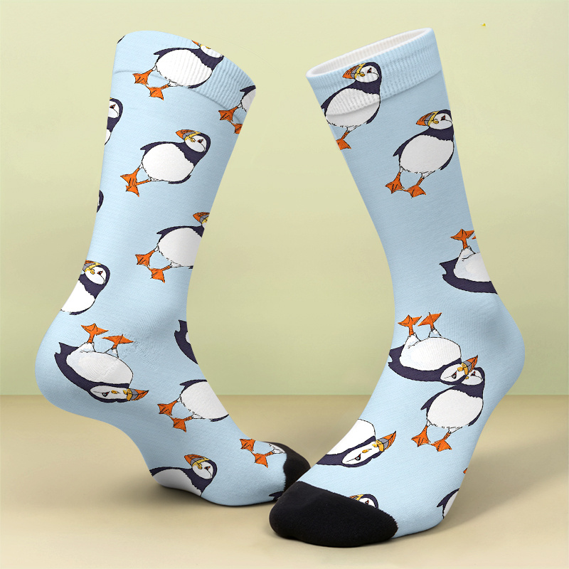 TEMU A Pair Of Printed Socks With Printed Patternscute Cartoon On Sky Blue Backgrounda Soft Comfortable Breathable Cute And Crazy Gift