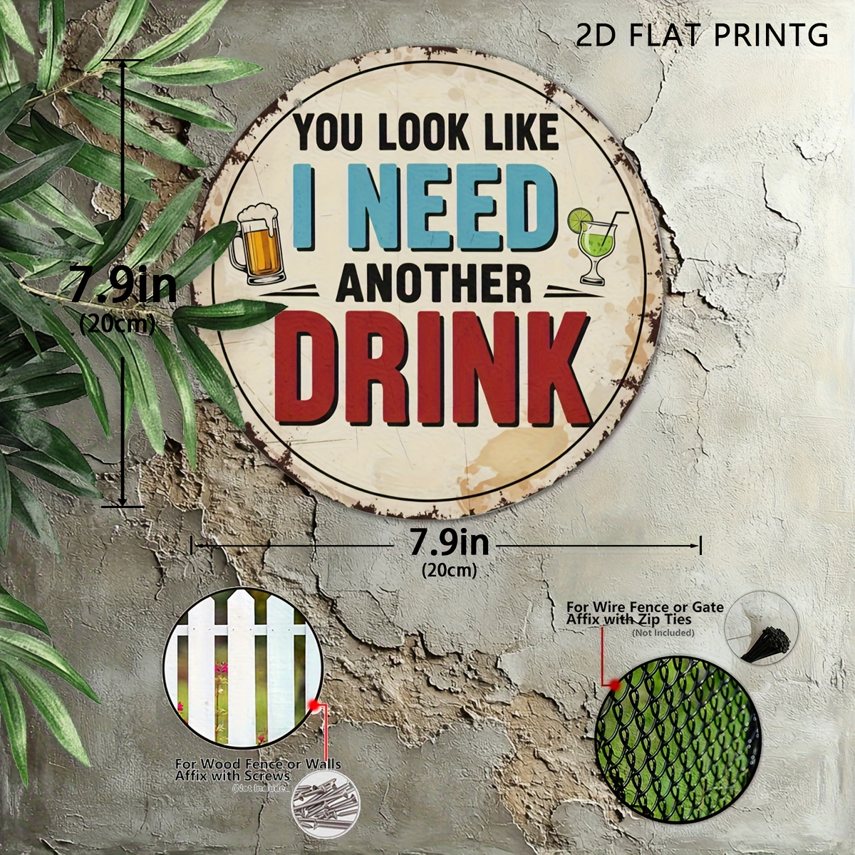 TEMU 2d Flat - 【2d Flat】 2d Flat - [2d Flat] 1, 2d Plane Retro (7.9 Inches X 7.9 Inches) Outdoor Plaque & Wall Decoration, You I Need Sign