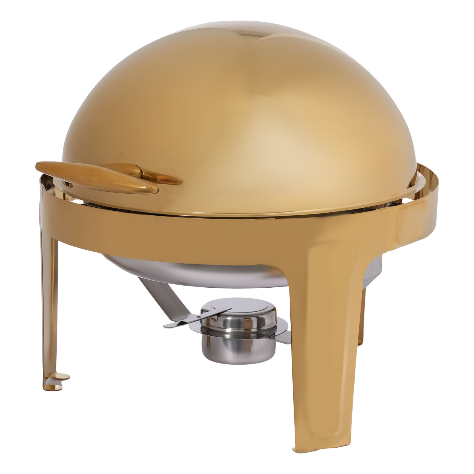 TEMU Round Chafing Dish 9.5qt Reversible Lid 180 90 Degree Plated Buffet Server Food Warmer Cooler Stainless Steel Catering Wedding Party Picnic