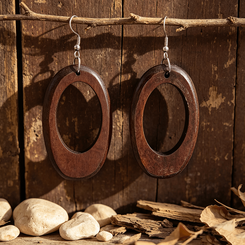 5 Pairs Autumn/Winter Wooden Leaf Earrings Set