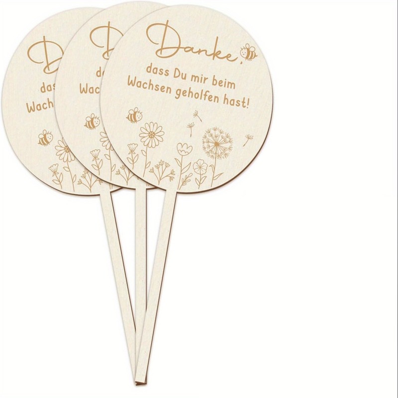 Image of 6pcs Set Of Wooden Flower Stakes, Thank You For Helping Me Grow, Wooden Flower Pot, Of Nursery Wooden Logo, Farewell Gift For Educators, Thank You For Your Gift